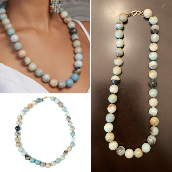 Kenneth Lane Amazonite Beaded Gold Hook Necklace - Picture 9 of 9